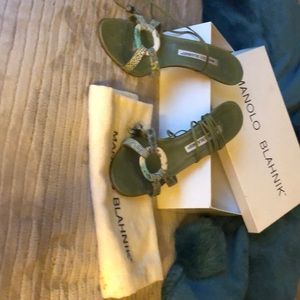 Snake& leather sandals